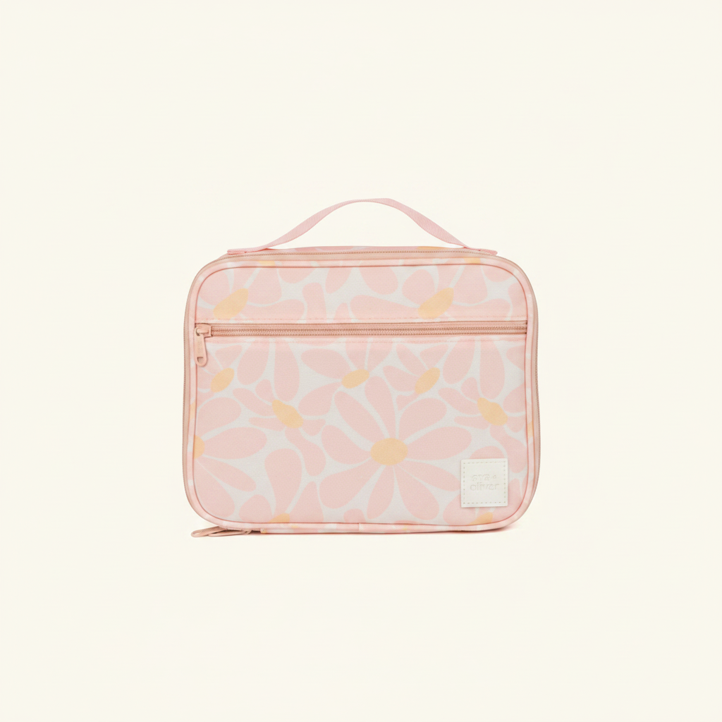 Kids Lunch Bag on clean warm ivory background, zero shadows — CULTR editorial product photo