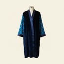 Adult Robe – Velvet & Satin – Blue Diya on clean warm ivory background, zero shadows — CULTR editorial product photo