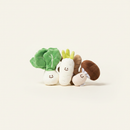 Mini Vegetable Veggie Plushie Set on clean warm ivory background with flat ambient light — CULTR editorial product photo