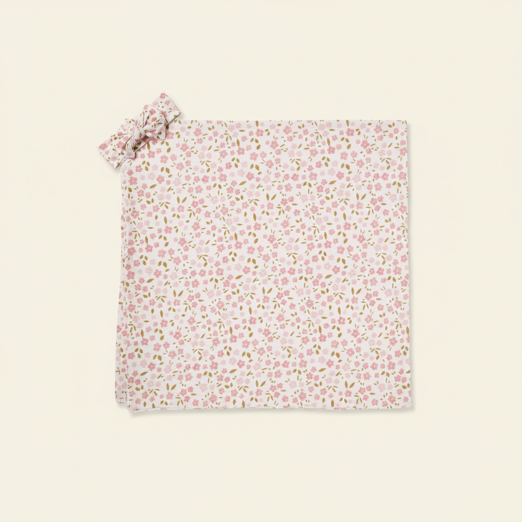 Swaddle Set flat lay on clean warm ivory background, zero shadows — CULTR editorial product photo