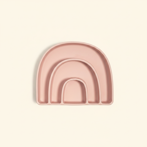 Rainbow Plate on clean warm ivory background, zero shadows — CULTR editorial product photo