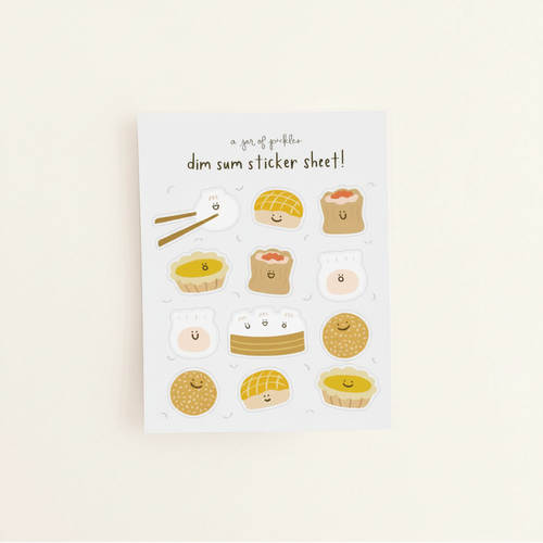 Dim Sum Sticker Sheet on warm ivory background