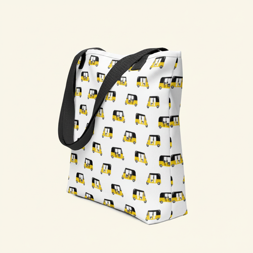 Classic Auto Tote Bag on ivory background