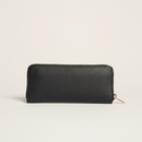 Gala Long Wallet (Black / Lipstick Red) on clean warm ivory background, zero shadows, no logos — CULTR editorial product photo