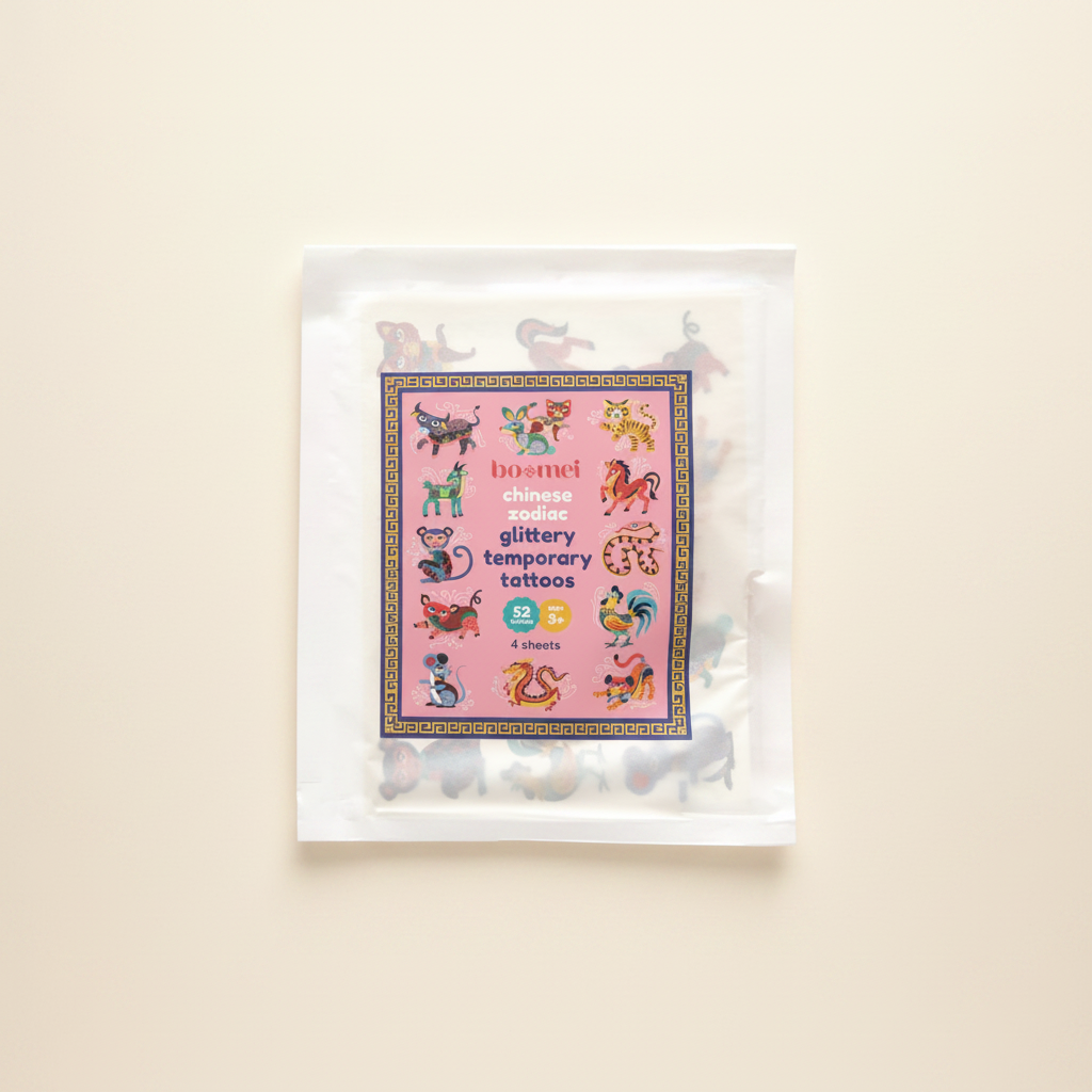 Chinese Zodiac Glittery Temporary Tattoos
