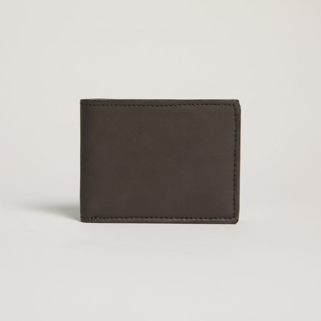 Pineapple Bifold Wallet (Storm Grey) on clean warm ivory background, zero shadows, no logos — CULTR editorial product photo