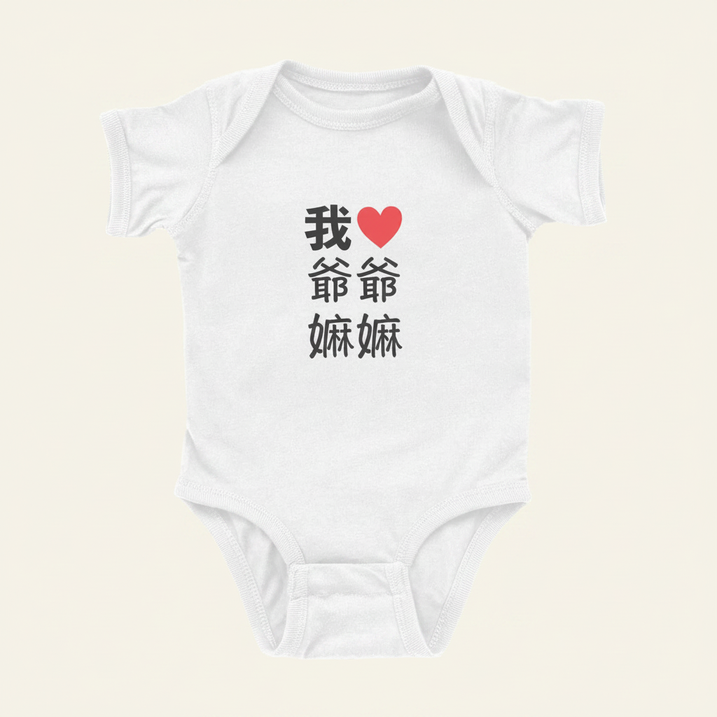 我 ♡ Grandma & Grandpa Chinese Characters Onesie (Paternal)