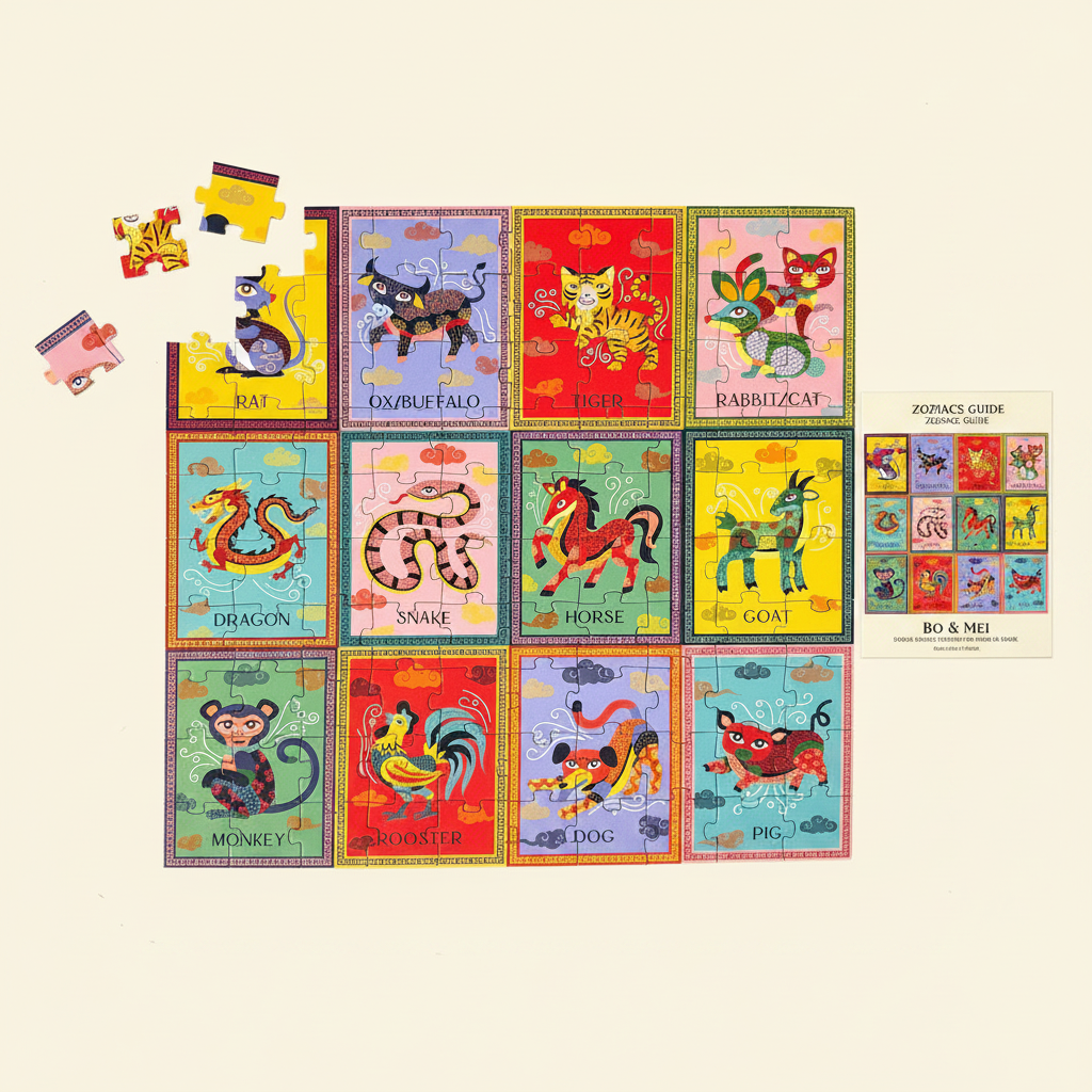 Chinese/Vietnamese Zodiac 100-Piece Puzzle + Zodiac Guide