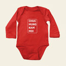 Lunar New Year Greeting Long Sleeve Onesies on ivory background
