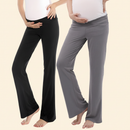Below Bump Maternity Postpartum Pajama Pants 2 Pack Black Grey model on warm ivory background