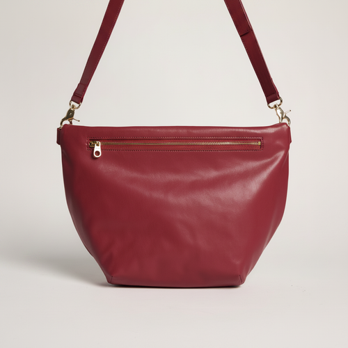 Gala Hobo Fanny Bag (Wine) on clean warm ivory background, zero shadows, no logos — CULTR editorial product photo