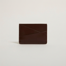 Pineapple Puzzle Cardholder (Dark Brown) on clean warm ivory background, zero shadows, no logos — CULTR editorial product photo