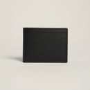 Gala Bifold Wallet Black model with natural ground shadow on warm ivory background