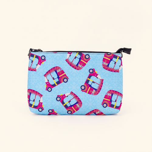 Pink Auto Crossbody Bag on warm ivory background