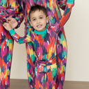 Toddler Set – Holi Hues with model on ivory background