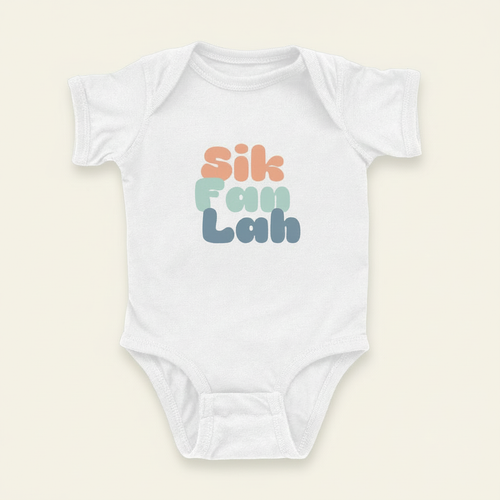 Sik Fan Lah Onesie on ivory background