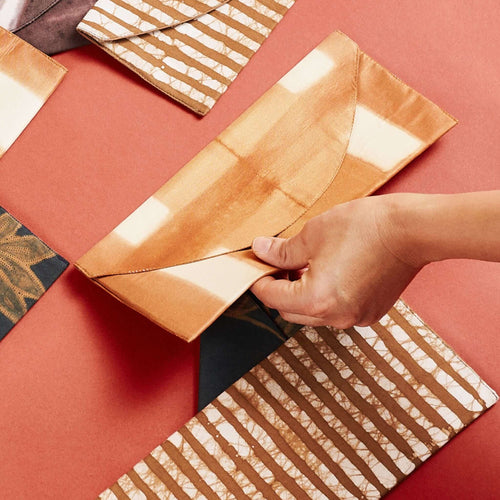 Melo Gold Mulberry Silk Shibori Hand Crafted Envelope Pouch
