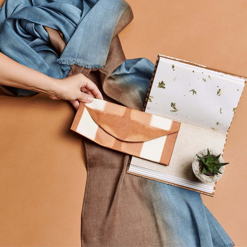 Melo Gold Mulberry Silk Shibori Hand Crafted Envelope Pouch