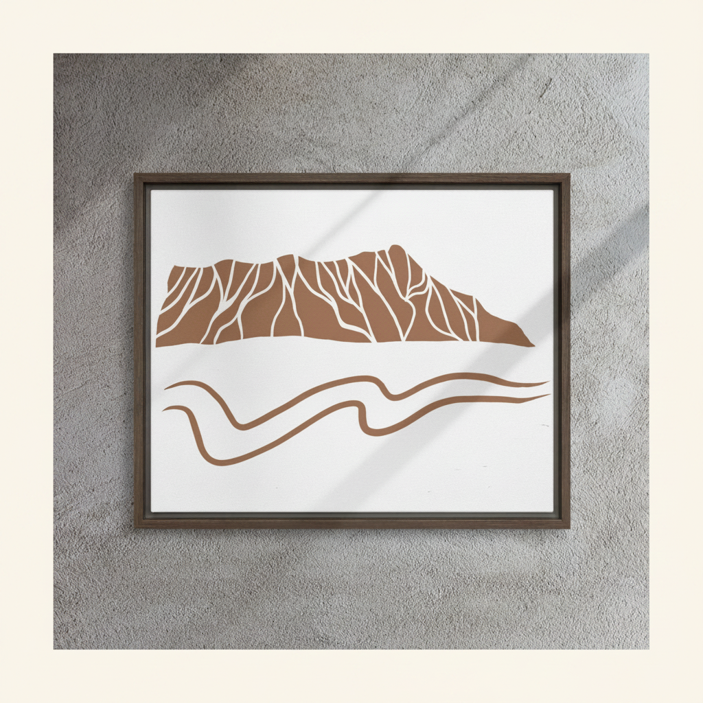 Minimalist Diamond Head Crater Framed Canvas