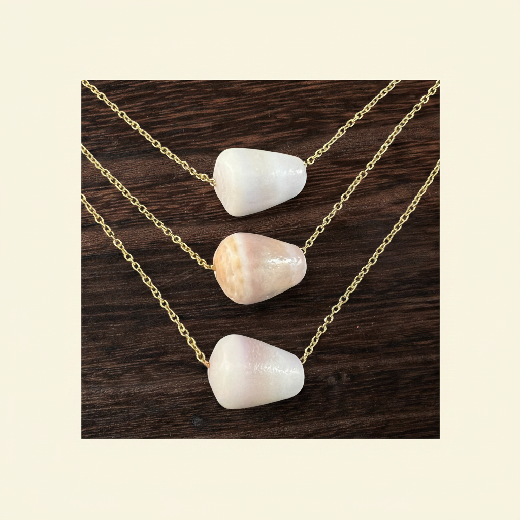Minimalist Floating Pastel Cone Shell Necklace (14k gold filled)