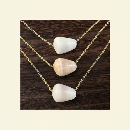 Minimalist Floating Pastel Cone Shell Necklace Hero