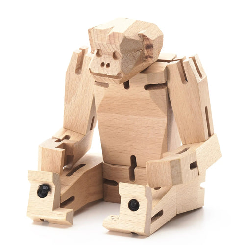 Morphits® Modern Wooden Monkey Decor – Interactive Puzzle & Art Piece