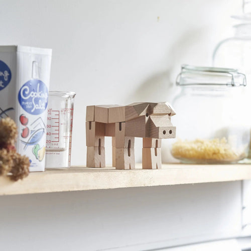 Morphits® Modern Wooden Pig Decor – Interactive Puzzle & Art Piece