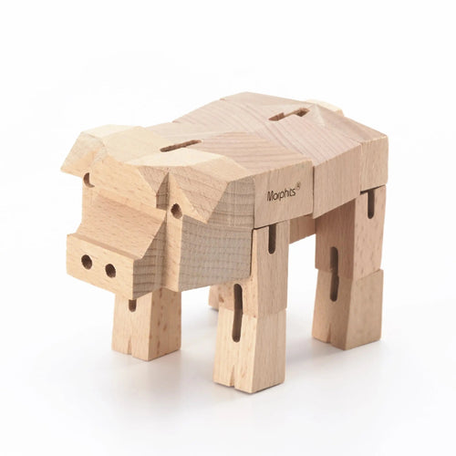 Morphits® Modern Wooden Pig Decor – Interactive Puzzle & Art Piece