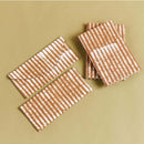 Oak Brown Stripes Cotton Wax Block Printed Envelope Pouch