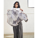 Samu Black Hand Crafted  Shibori Print Silk Chiffon Sqaure Scarf