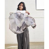 Samu Black Hand Crafted  Shibori Print Silk Chiffon Sqaure Scarf