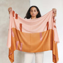Canyon Orange Hand Embroidered Hand Woven Merino Blend Scarf