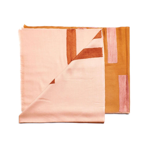 Canyon Orange Hand Embroidered Hand Woven Merino Blend Scarf