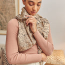 Tesu Black Gold Hand Crafted Shibori Silk Scarf