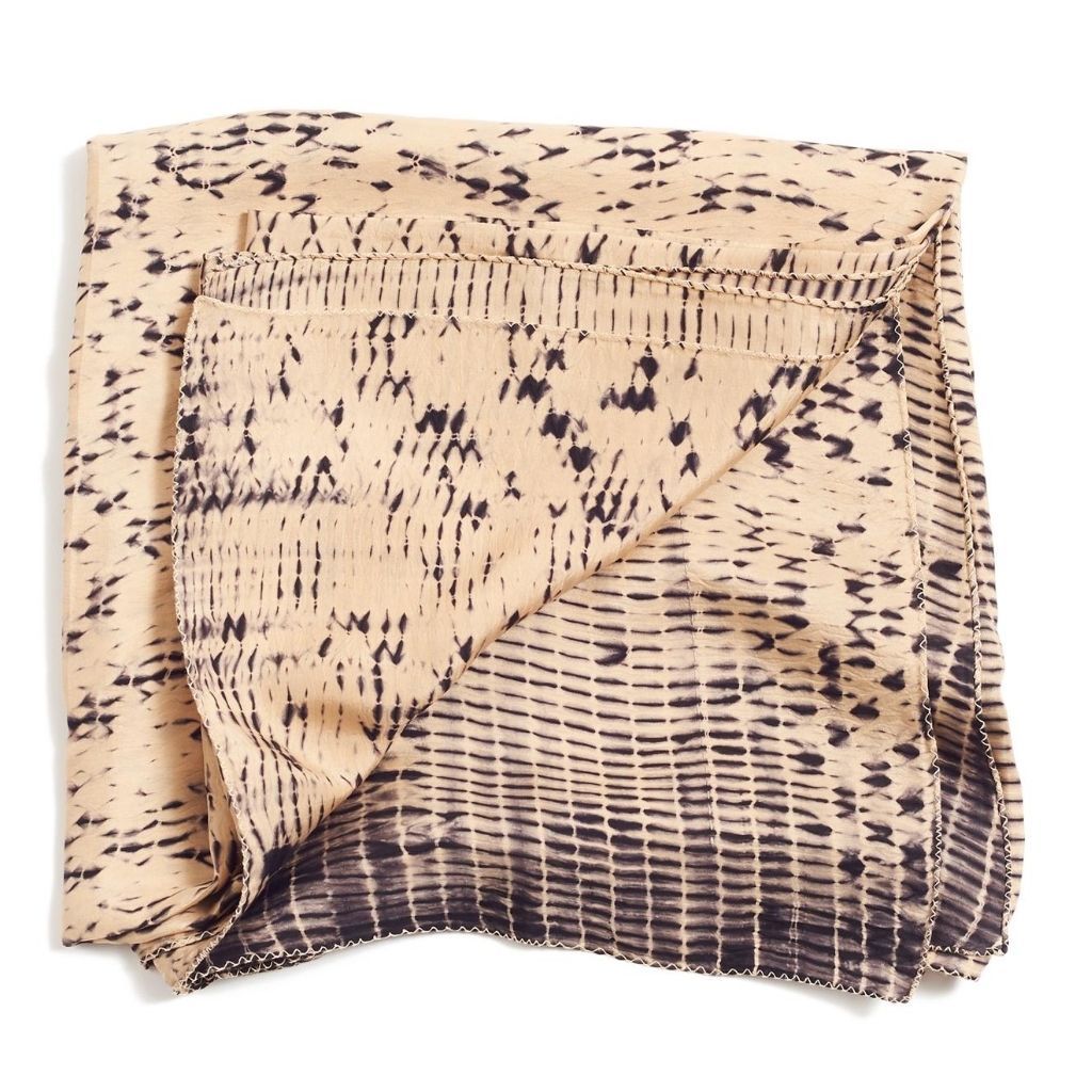 Tesu Black Gold Hand Crafted Shibori Silk Scarf