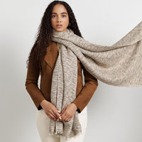Forest Night Handwoven Neutral Cashmere Merino Scarf