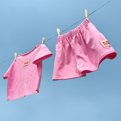 ☀️ Organic Play Set — Short Sleeve + Shorts in Pink