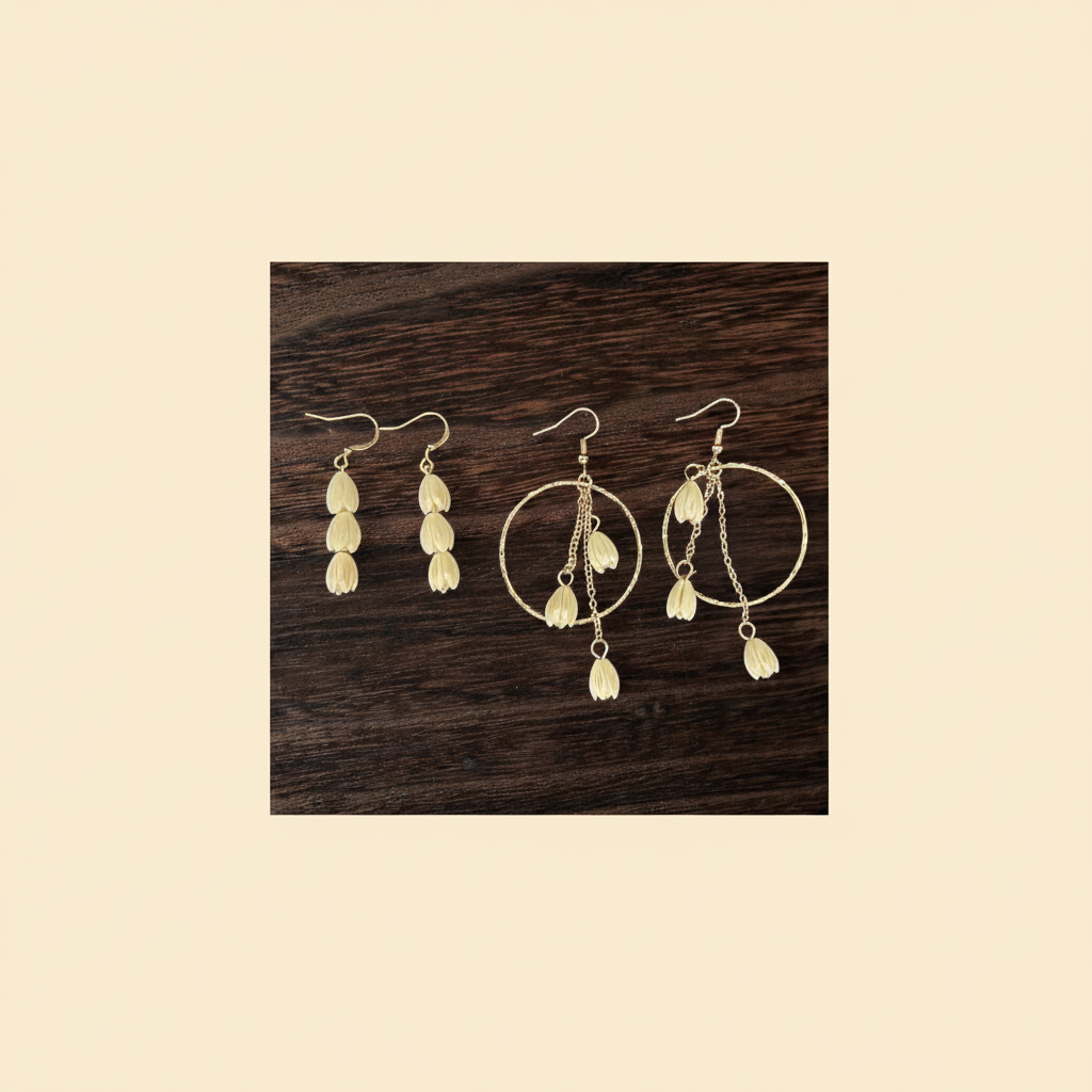 Resin Pikake Drop Earrings (Gold Plated, Nickel and Lead Free)