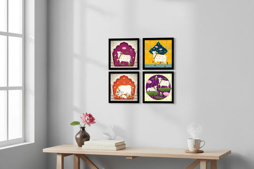 Set of 2 - Round Shape MDF Wall Hanging Decor