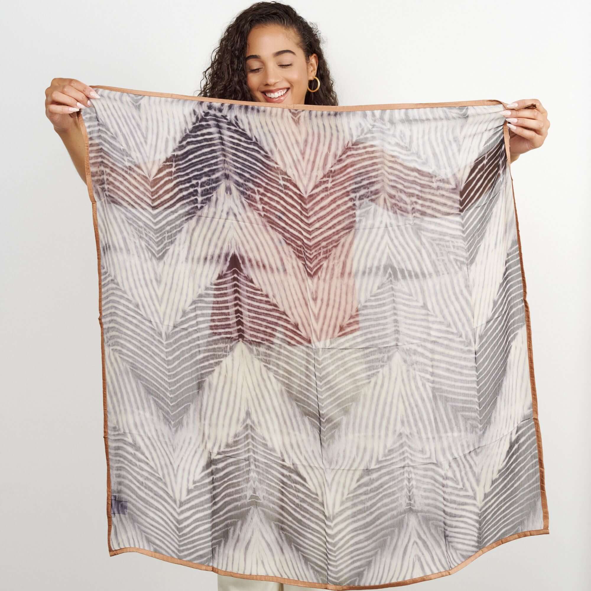 Chiffon Square Scarf Samu Black Hand Crafted  Shibori Print Silk