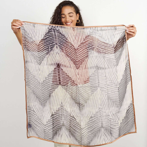 Chiffon Square Scarf Samu Black Hand Crafted  Shibori Print Silk