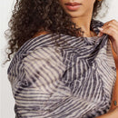Chiffon Square Scarf Samu Black Hand Crafted  Shibori Print Silk