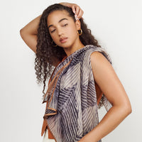 Samu Black Hand Crafted  Shibori Print Silk Chiffon Sqaure Scarf