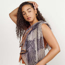 Chiffon Square Scarf Samu Black Hand Crafted  Shibori Print Silk