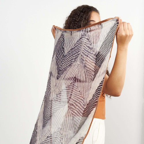 Chiffon Square Scarf Samu Black Hand Crafted  Shibori Print Silk