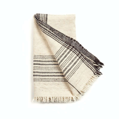 Seytu Off White Striped Gently Textured Handloom Throw