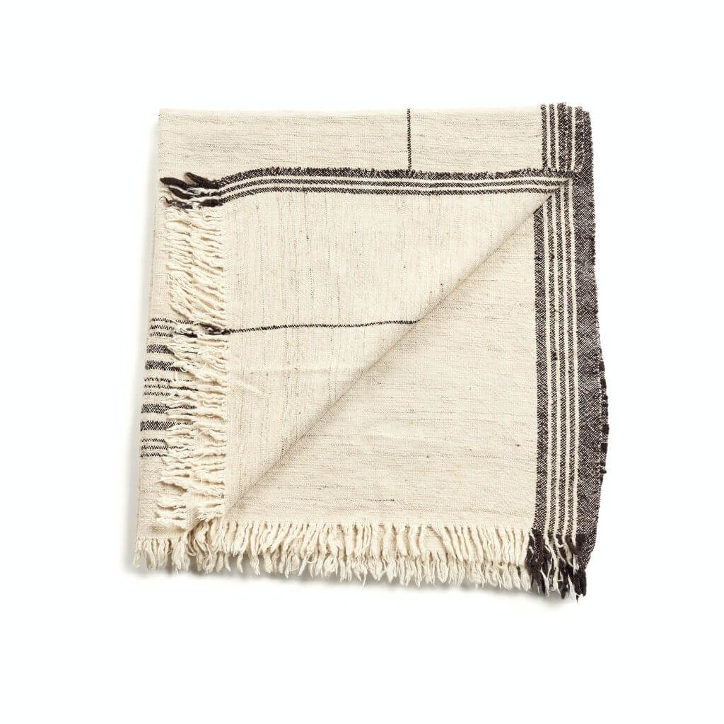 Seytu Off White Striped Gently Textured Handloom Throw