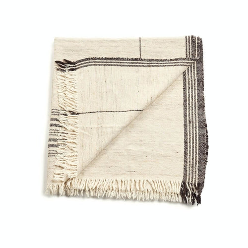 Seytu Off White Striped Gently Textured Handloom Throw