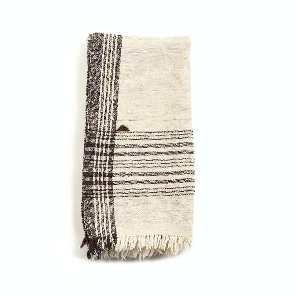 Seytu Off White Striped Gently Textured Handloom Throw
