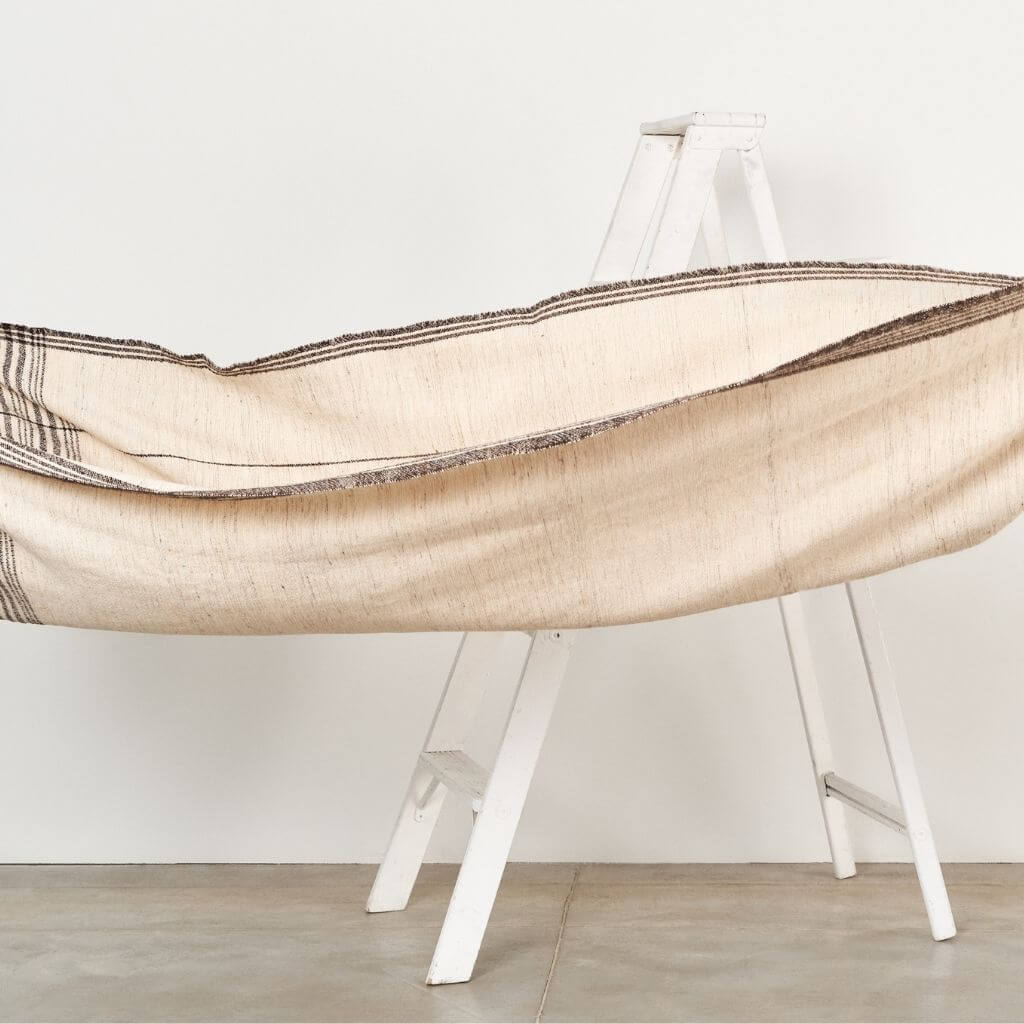 Seytu Off White Striped Gently Textured Handloom Throw